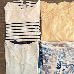 Chico's Womens Tops Lot of 4 - Cream, Navy, Yellow, Light Blue